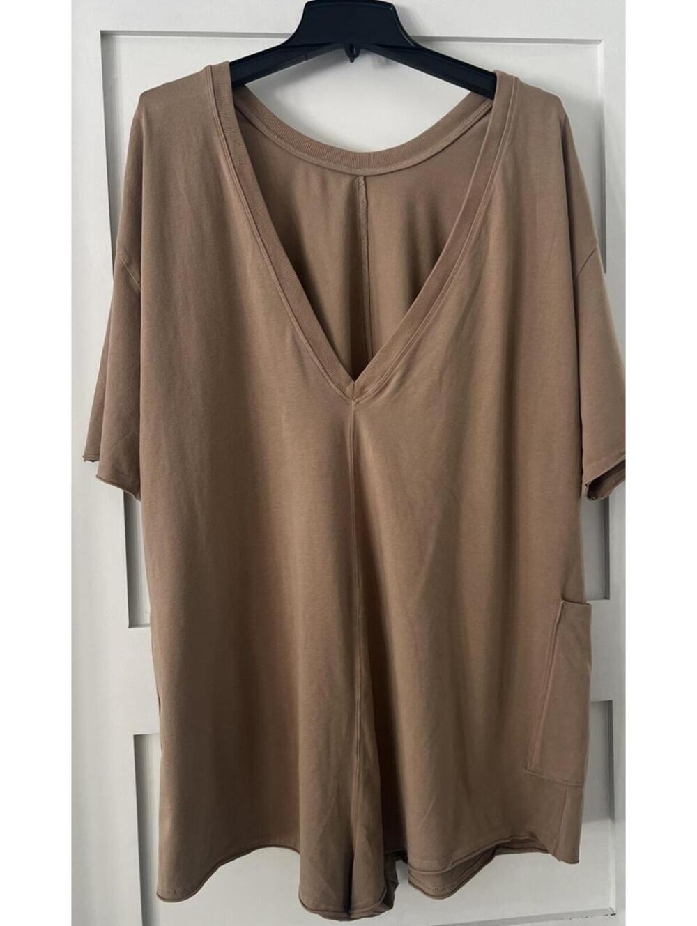 $60 FP Free People Movement Women's Hot Shot Tee Romper Mocha Latte Large NWT - Picture 6 of 6
